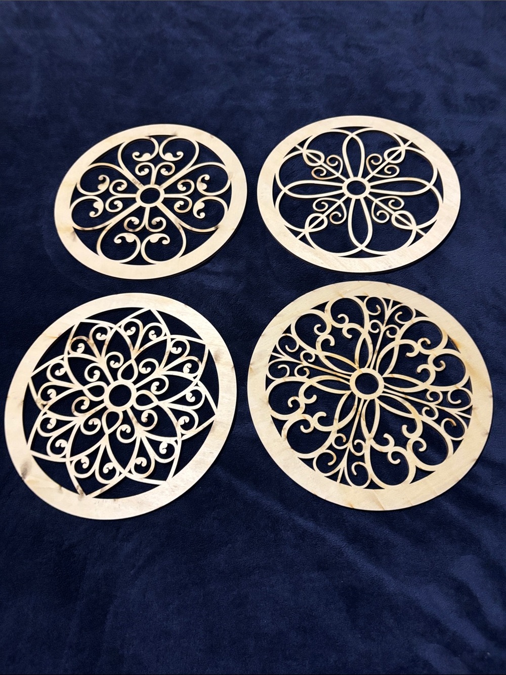 Laser-Cut Wooden Filigree Natural Wood